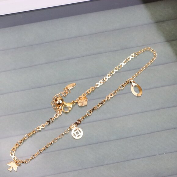 "Trendy Rose Gold Anklet with Charms, XPAL1043 - Picture 10 of 12